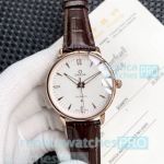 AAA Class Clone Omega Automatic Watch - White Dial Brown Leather Strap